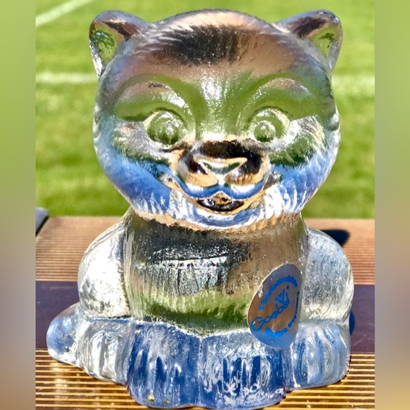 Vintage Antique Hallmarked Signed Solid Clear Glass German GOEBEL CAT FIGURINE - Picture 2 of 10